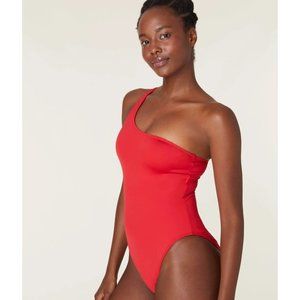 NWT Andie Nantucket One Shoulder One Piece Swimsuit Removable Cups XST ORANGE